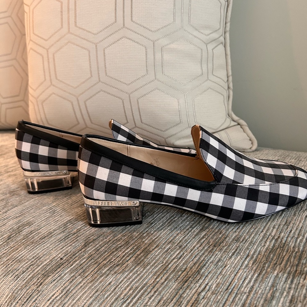 Nine West Black and White Fabric Checkered Loafers - Picture 6 of 11